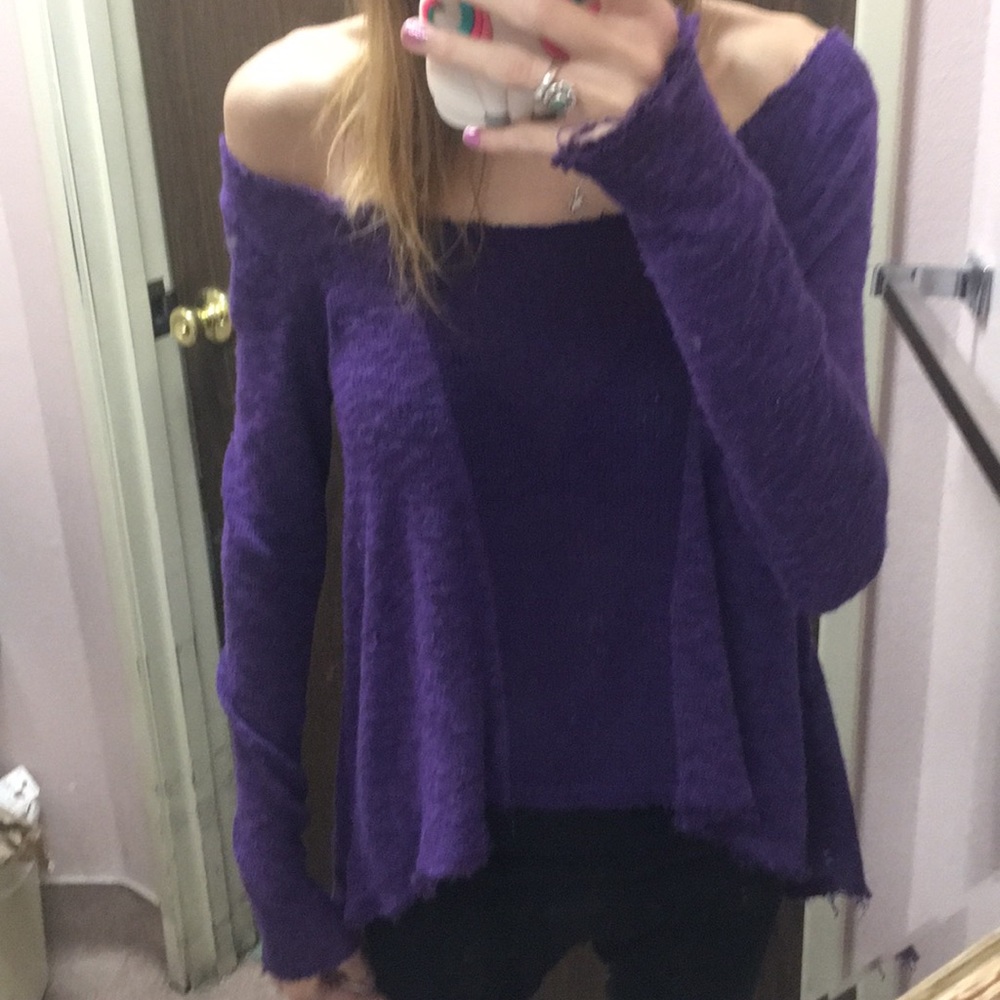 Purple Wide Neck Sweater